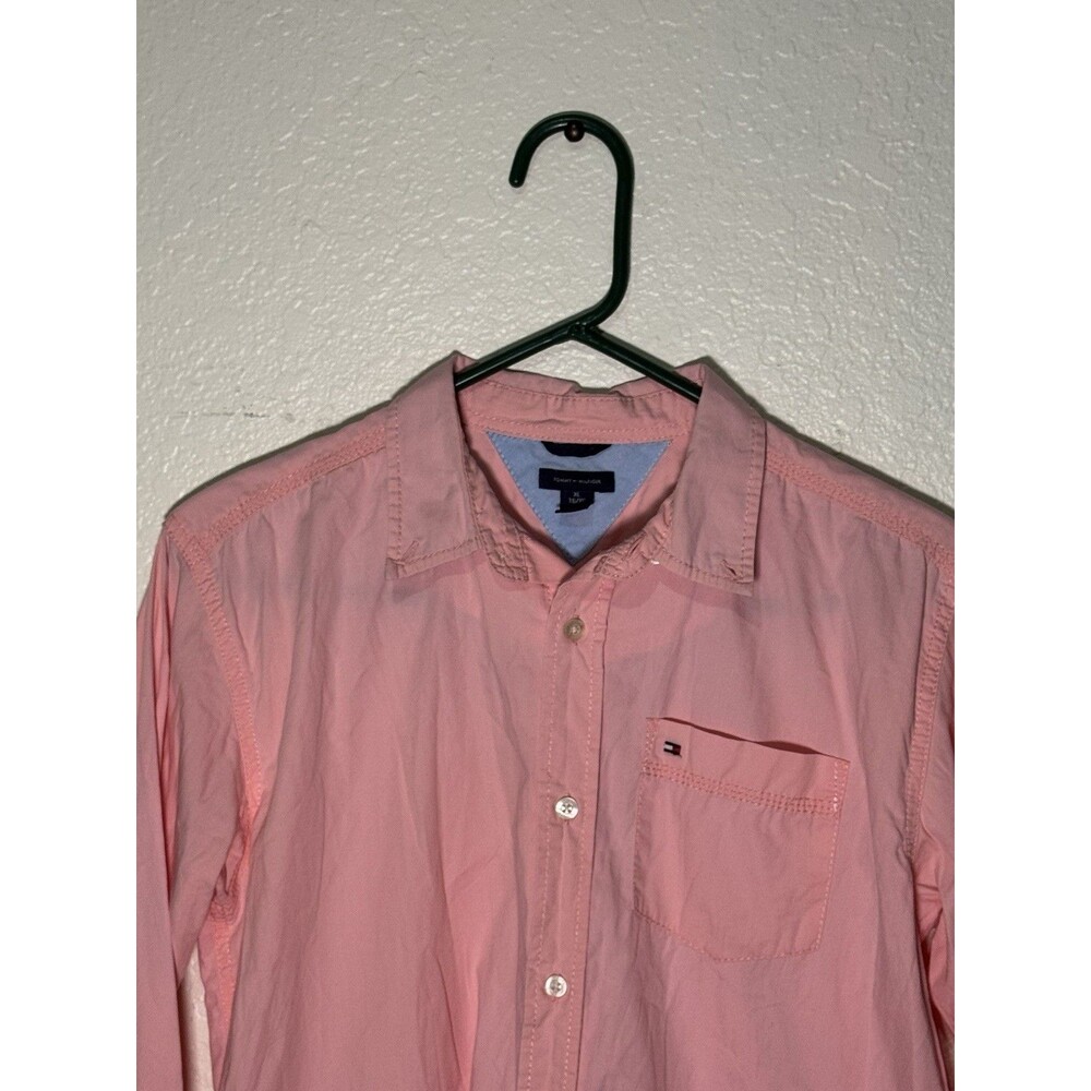 Tommy Hilfiger Regular Fit Pink Cotton Button-Up Shirt Long Sleeve XL Pocket